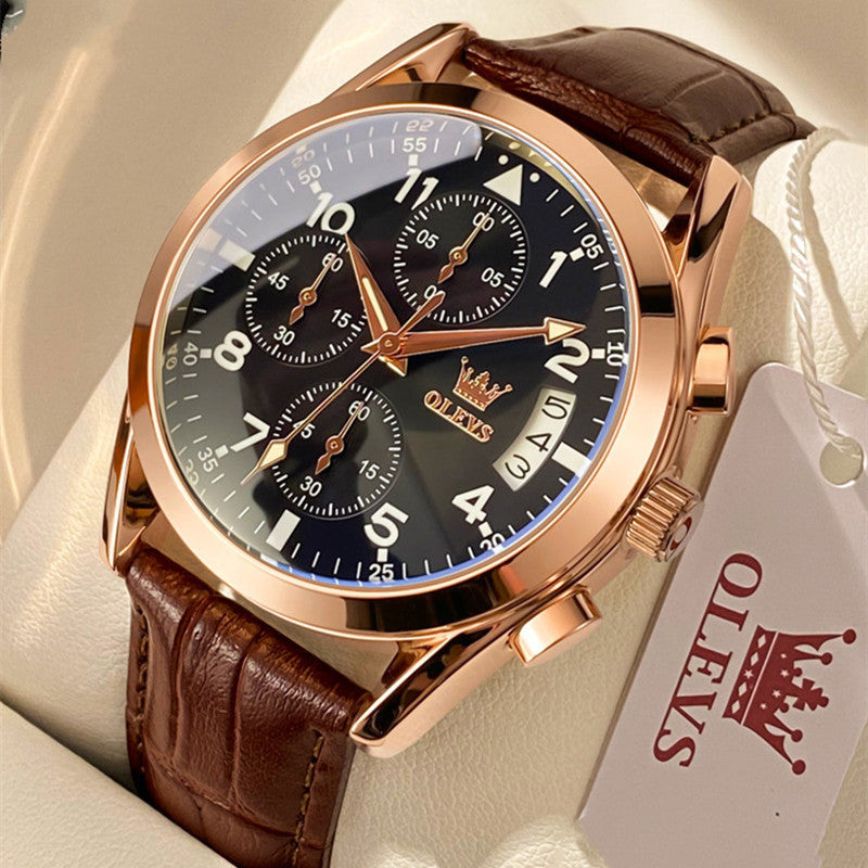 Luxury OLEVS Fashion Quartz Watch – Men’s Calendar & Luminous Edition