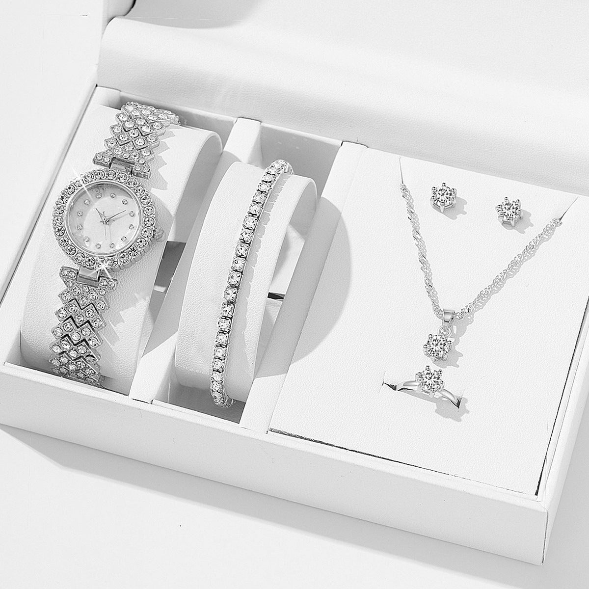 Luxury Women’s Quartz Watch & Full Jewelry Set – Complete Elegance Ensemble