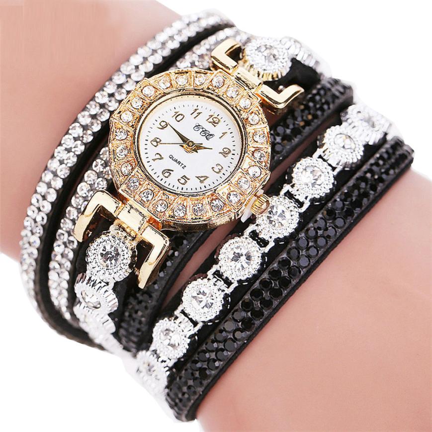 Luxury Rhinestone Crystal Bracelet Watch – Women’s Fashion Quartz Jewel
