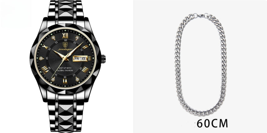 Luxury Men’s Ultra-Slim Double Calendar Quartz Watch – Luminous Business Masterpiece