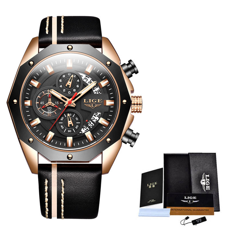 LIGE LG8908 | Sport-Luxury Chronograph Quartz Watch for Men